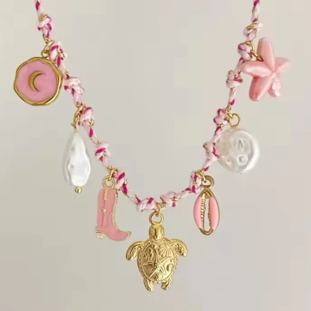 Pink Cord Charm Necklace | NWOT